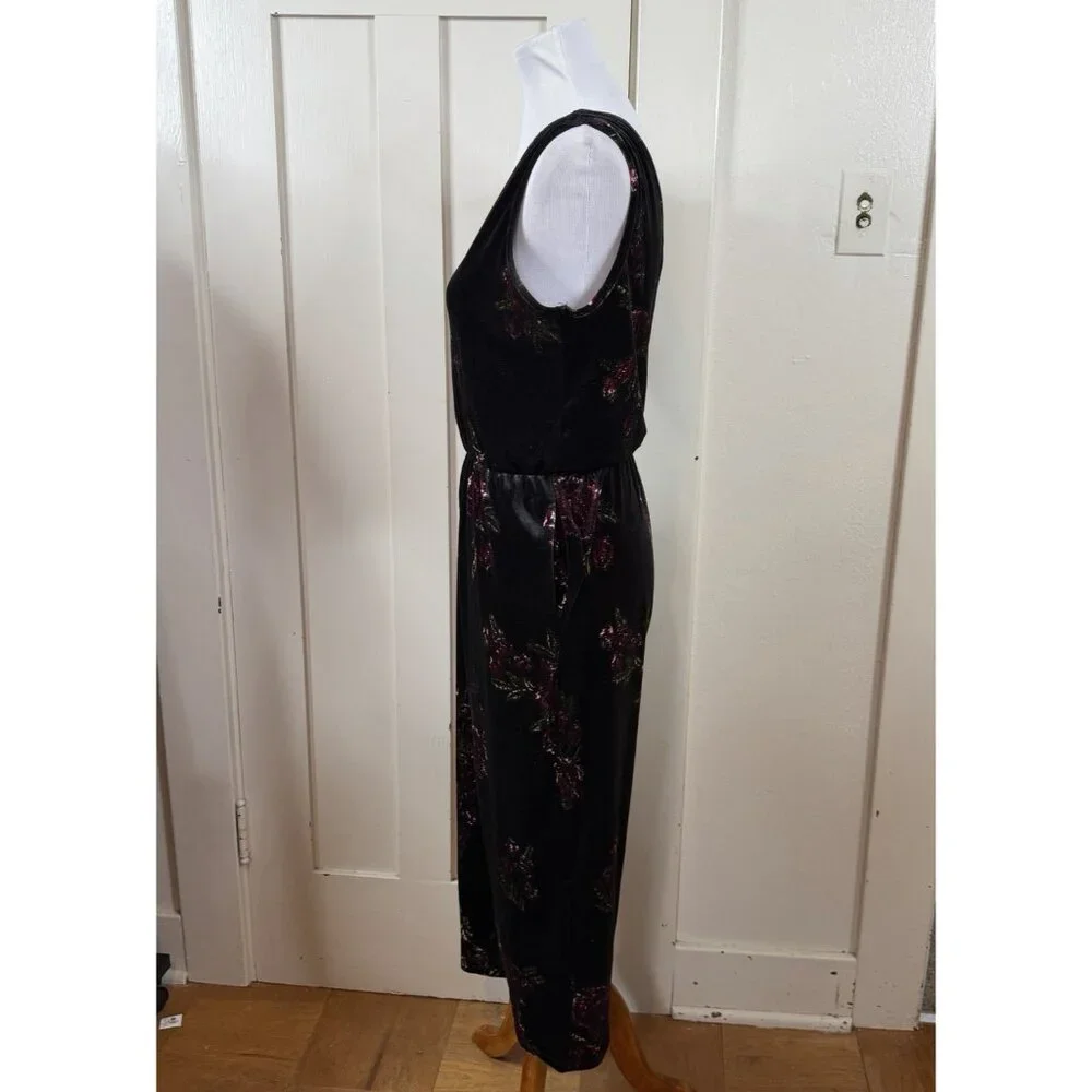 Love On A Hanger Velvet Floral S Small Wide Leg Jumpsuit whimsigoth y2k cottage‎ - Picture 4 of 10